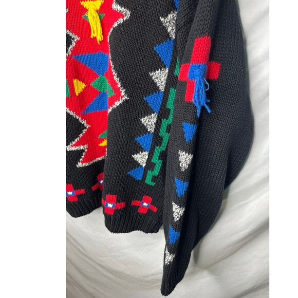 Counterparts Tribal Knit Sweater Pullover Mock Neck Ramie Cotton Size Large 80s - Picture 8 of 14